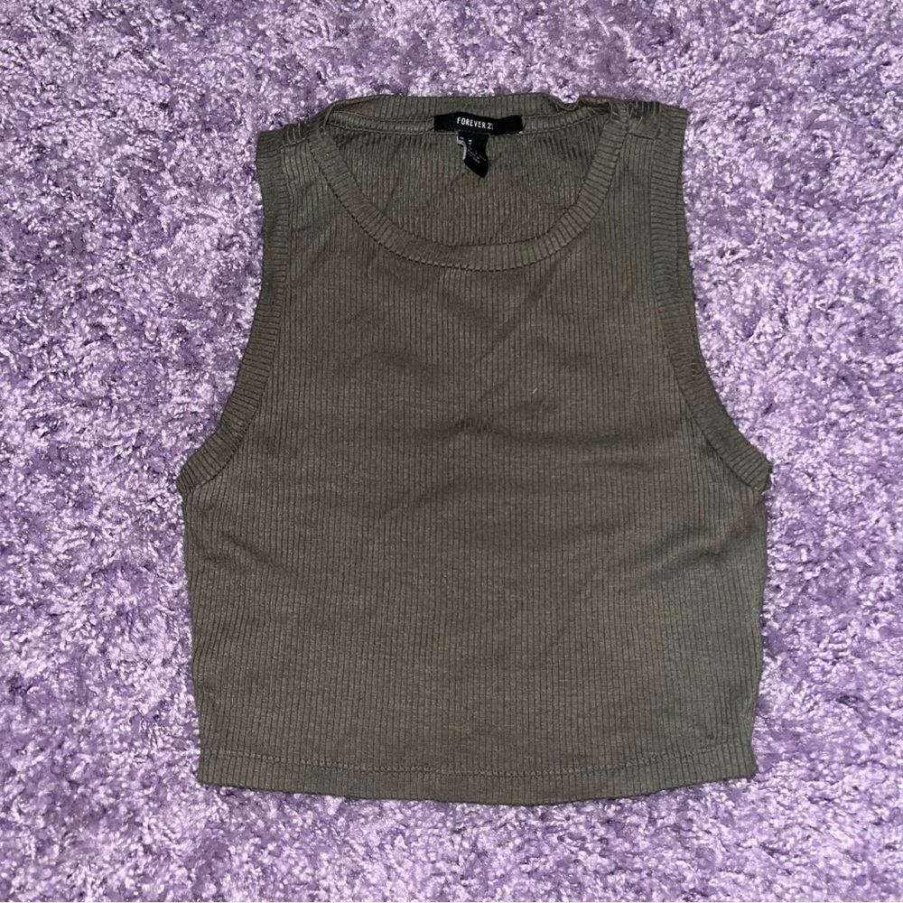 forever 21 olive green ribbed top